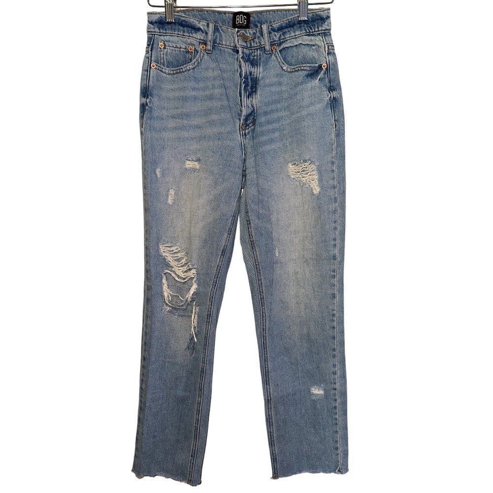 BDG Urban Outfitters Slim Straight Classic Distressed Hidden Button Fly Jeans 26 - Picture 2 of 13